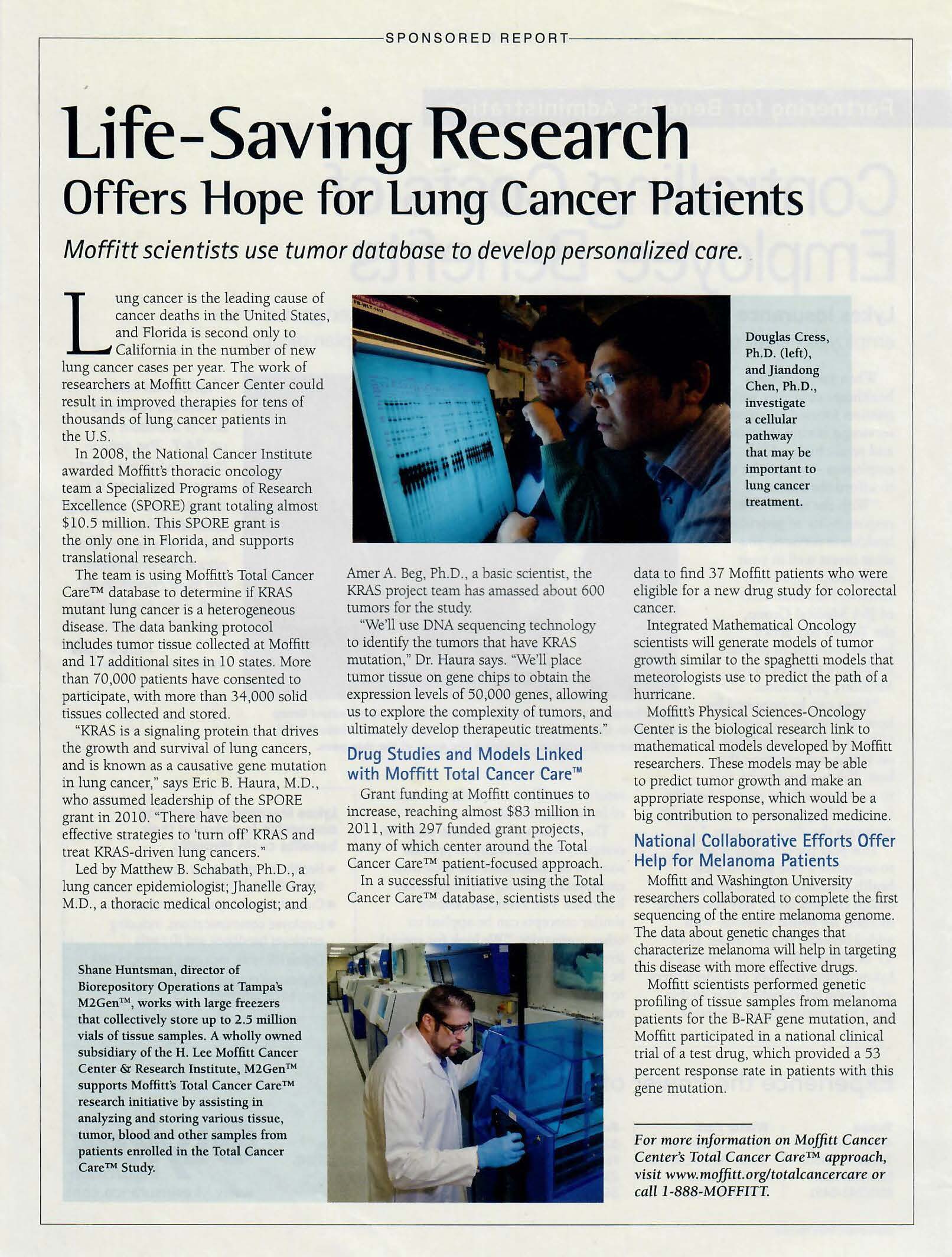 Florida Trend Magazine: Life-Saving Research Offers Hope for Lung Cancer Patients